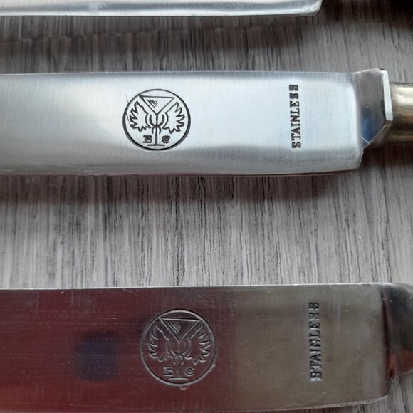 Vintage Table Knives Lot of 9 Knife Flatware Cutlery Komet Rostfrei Wood Handle - Picture 3 of 16